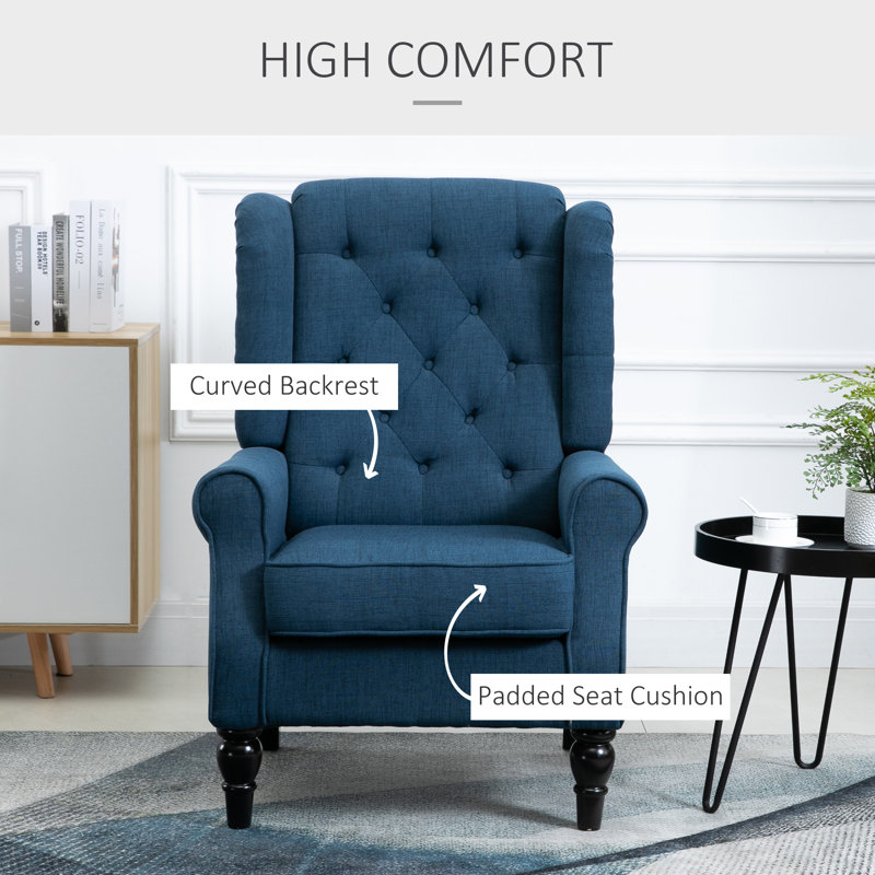 Lachesis Wingback Chair, Blue Polyester