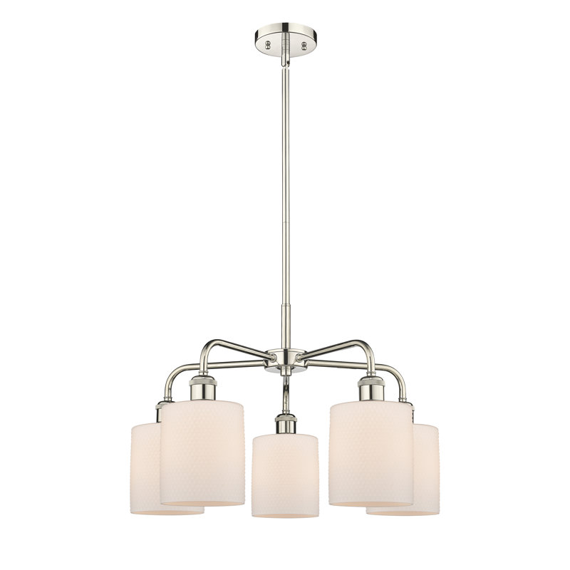 Lustre tambour 5 lumières en acier à intensité variable Dublin, Nickel poli
