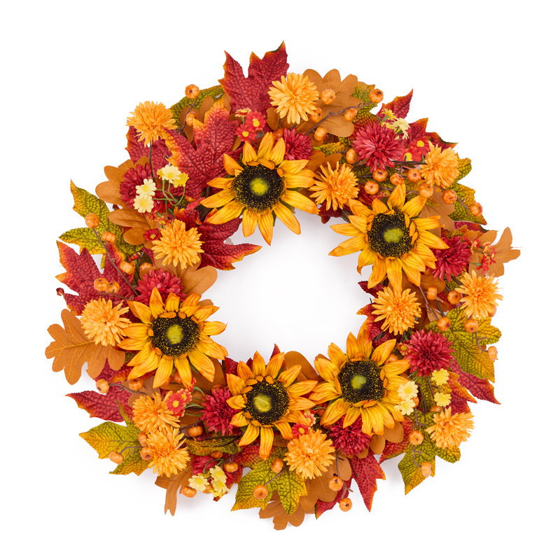 24" Artificial Handcrafted Sunflower, Daisy & Pumpkin Fall Joleen