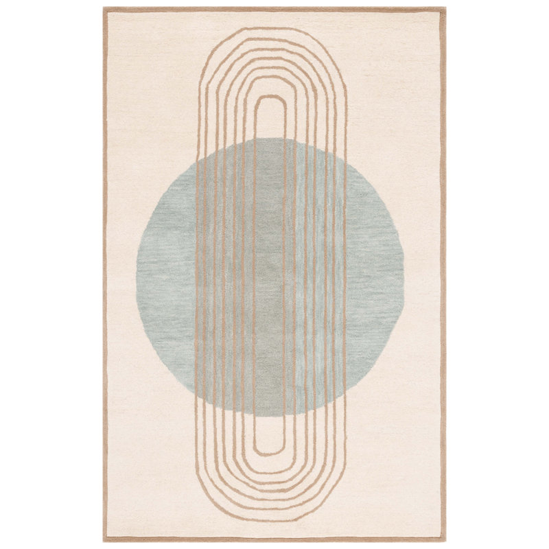 Anyeli Rodeo Drive Hand Tufted Wool/Cotton Abstract Rug in Blue/Ivory, Rectangle 8' x 10'