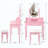 Pink Princess Vanity Desk Set with LED Light Mirror, 4 Drawers and Stool-801802205