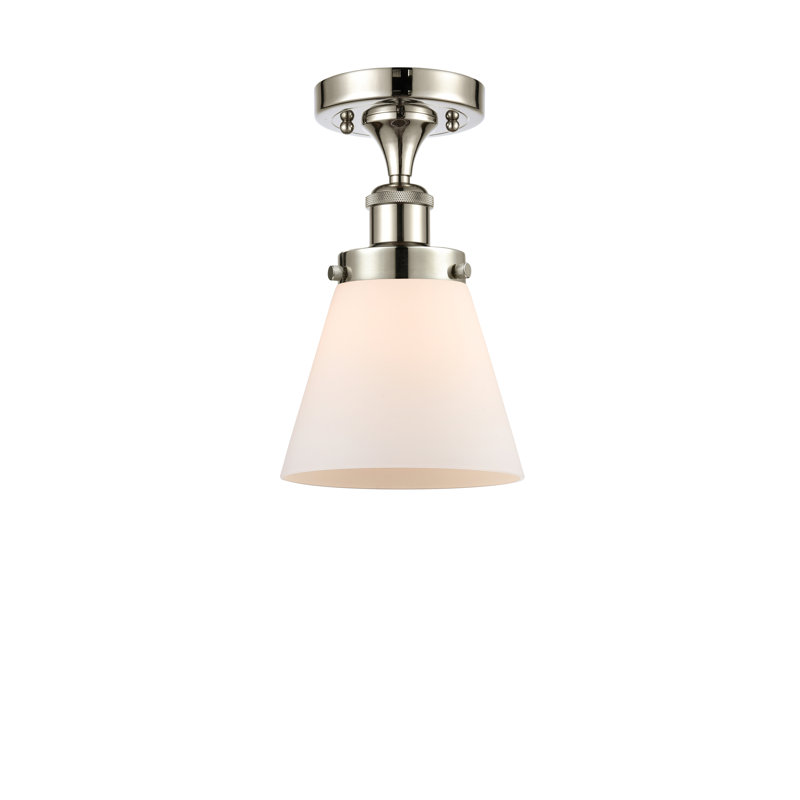 Plafonnier semi-encastré 1 lumière Ballston Urban Cone, Blanc mat, H 11 po x l 6 po x P 6 po, Nickel poli