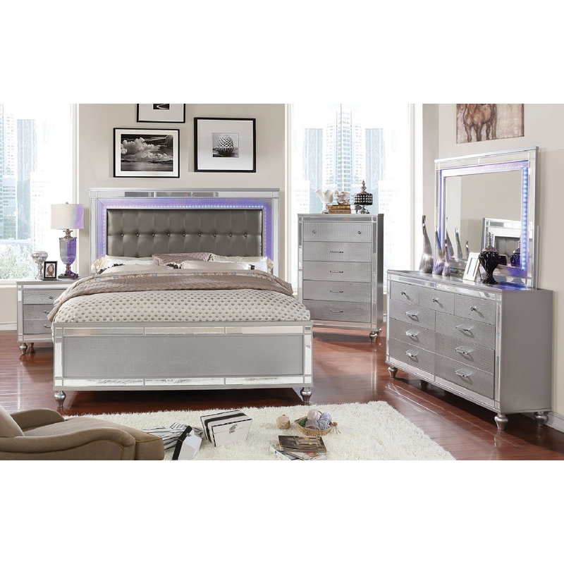 Lit tapissier standard Haxby, Grand, Argent