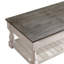 Table basse à plateau relevable, 3 plateaux de rangement cachés, fabrication en bois massif, gris antique et blanc vieilli, deux niveaux pour un salon bien organisé, table polyvalente avec tablette fixe, bois, confortable