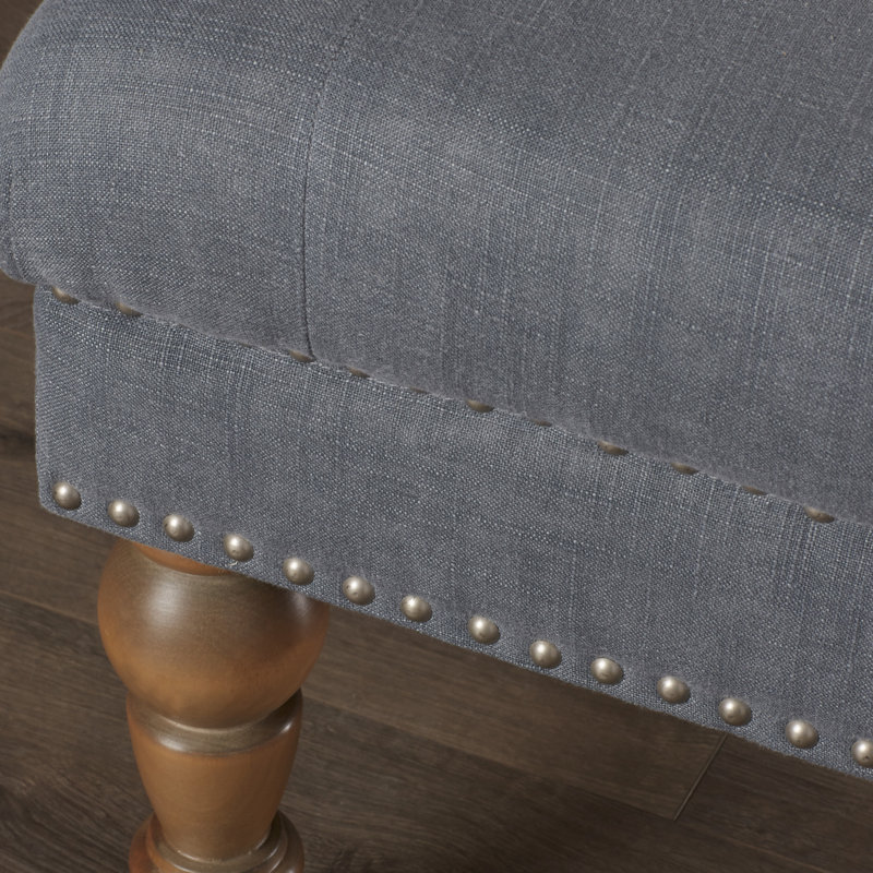 Landis Linen Upholstered Bench, 17.75” H x 62” W x 19.63” D, Beige