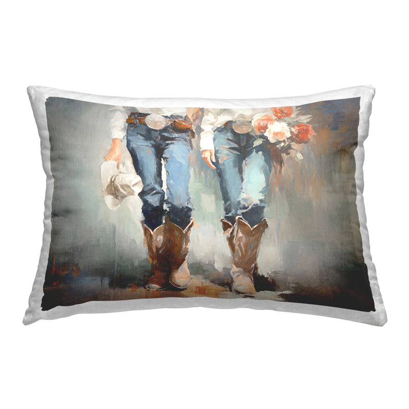 Design de coussin décoratif imprimé floral par une paire de cowboys floraux par Ramona Murdock