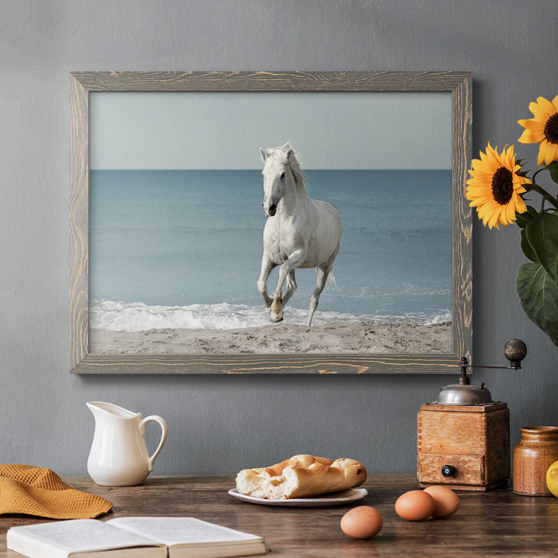 Camargue Beach Horse, reproduction sur toile encadrée, H 22 po x l 32 po, Gris