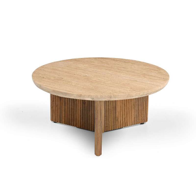Pawnee - Modern Travertine Round Coffee Table