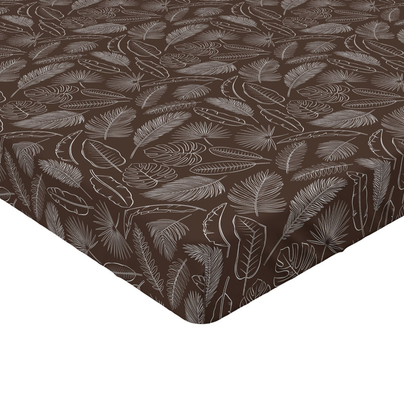Drap-housse Ambesonne Exotic Hawaii Minimalist Leaves Art brun blanc, Drap-housse très grand californien