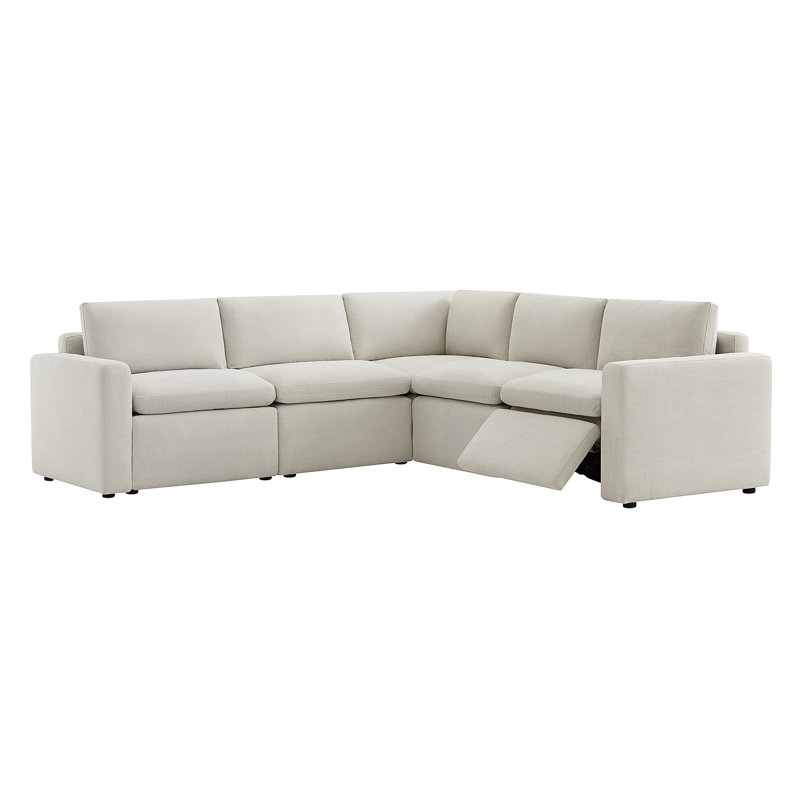 Canapé modulaire inclinable électrique 5 pièces Lana, Beige Linen