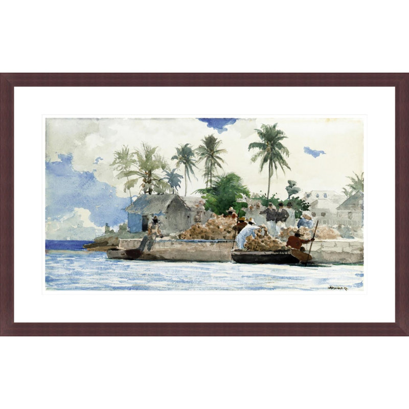 «Sponge Fishermen Bahamas» par Winslow Homer, impression giclée sur cadre, H 19 po x l 29,5 po