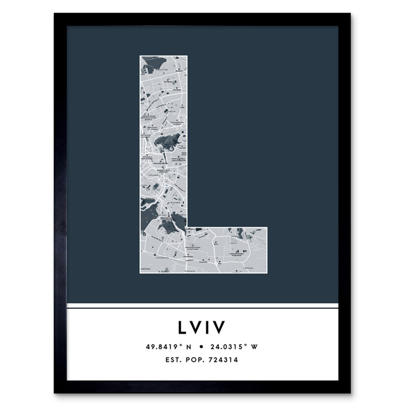 Lviv Ukraine City Map - Single Picture Frame Typography