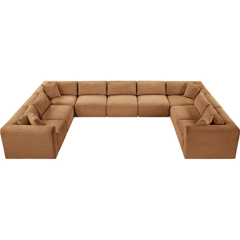 Canapé modulaire Carmean, 5 sans accoudoirs, 4 en coin, Velours côtelé texturé