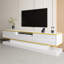 Modern Tv Stand With 3 Drawers - 180Cm, High-Gloss Finish, Gold Accents & Led Lights-228470470
