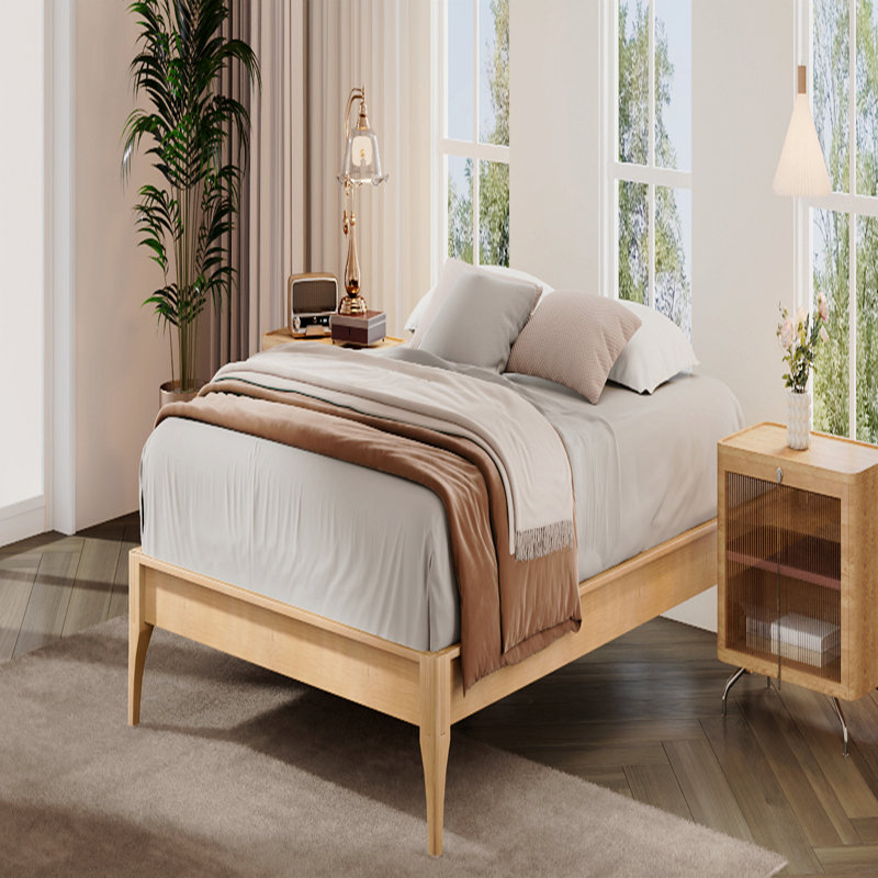 12 Inch King Size Solid Dry Bamboo Wood Platform Bed Frame, With Wood Slat And Metal Support, No Box Spring Needed, Easy Assembly,Natural