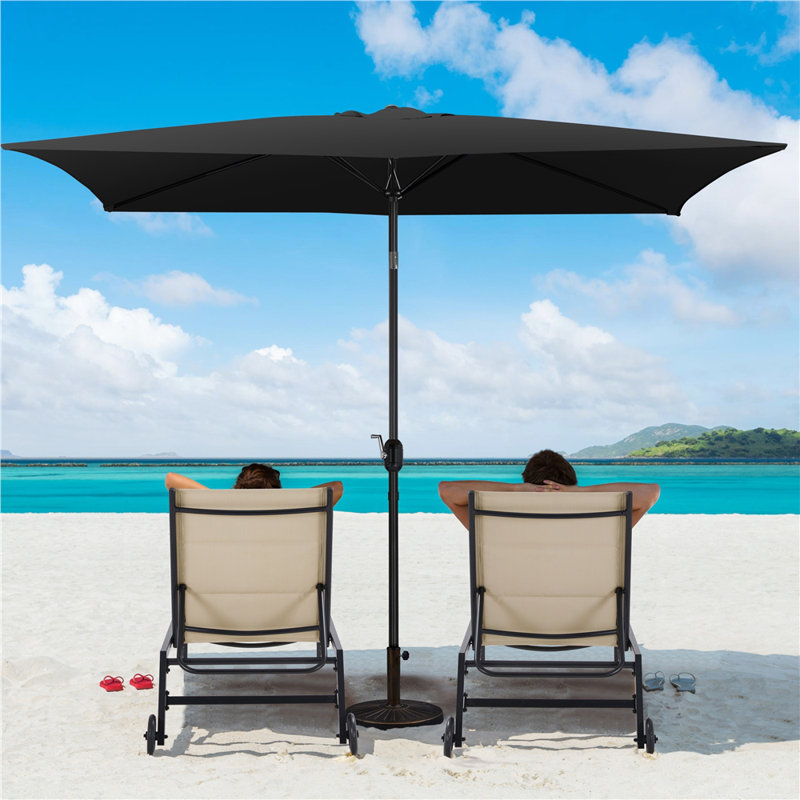 Parasol d'extérieur rectangulaire Glidewell, H 99,6 po x l 120 po x P 78 po, Noir