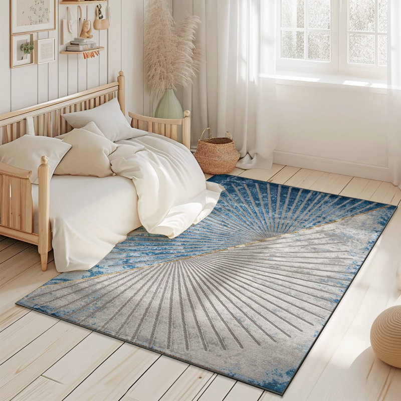 Tapis moderne abstrait abstrait Tabernash, Rectangle 5 pi 3 po x 7 pi 7 po