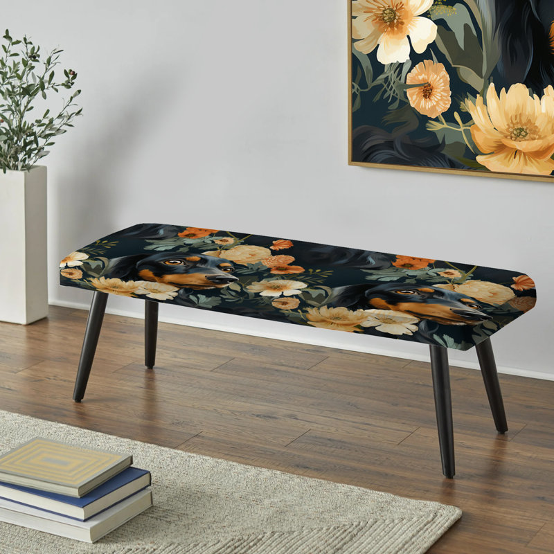 Covarrubias - Animal Print Upholstered Black Bench