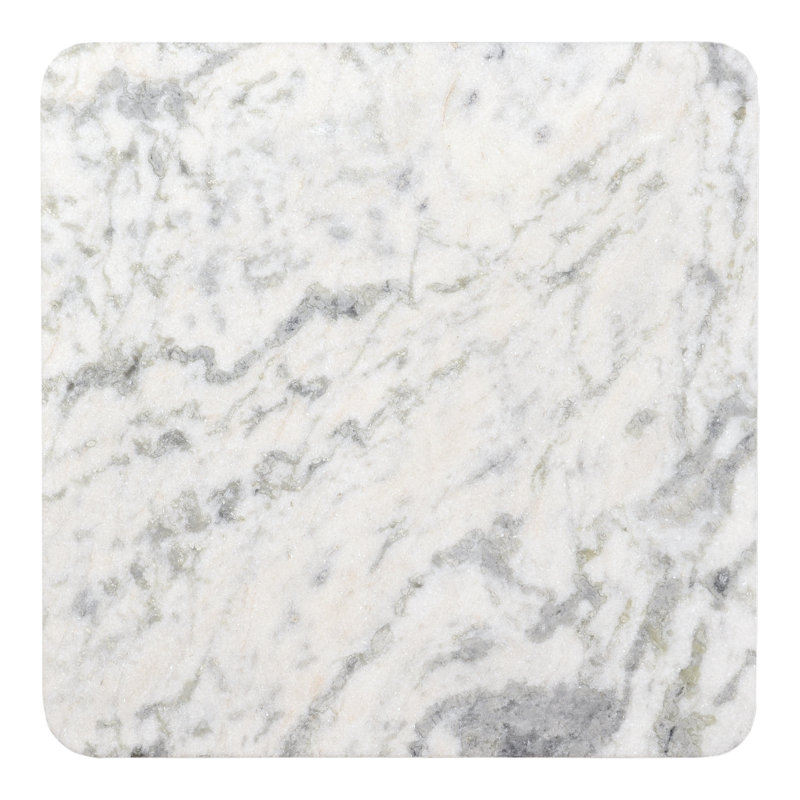 Adile Genuine Marble Coffee Table, White/Gray