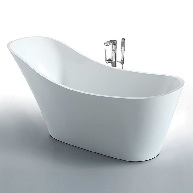 Luster White 67'' Freestanding Acrylic Soaking Bathtub