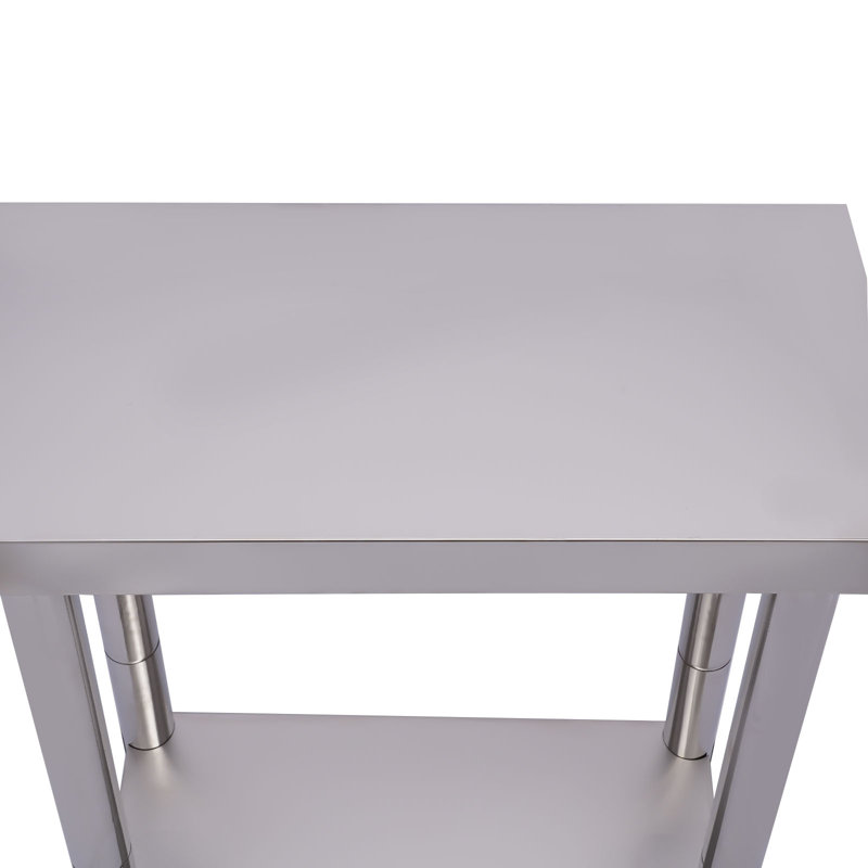 Table de travail double en acier inoxydable, H 33,46 po x l 11,81 po x P 23,62 po