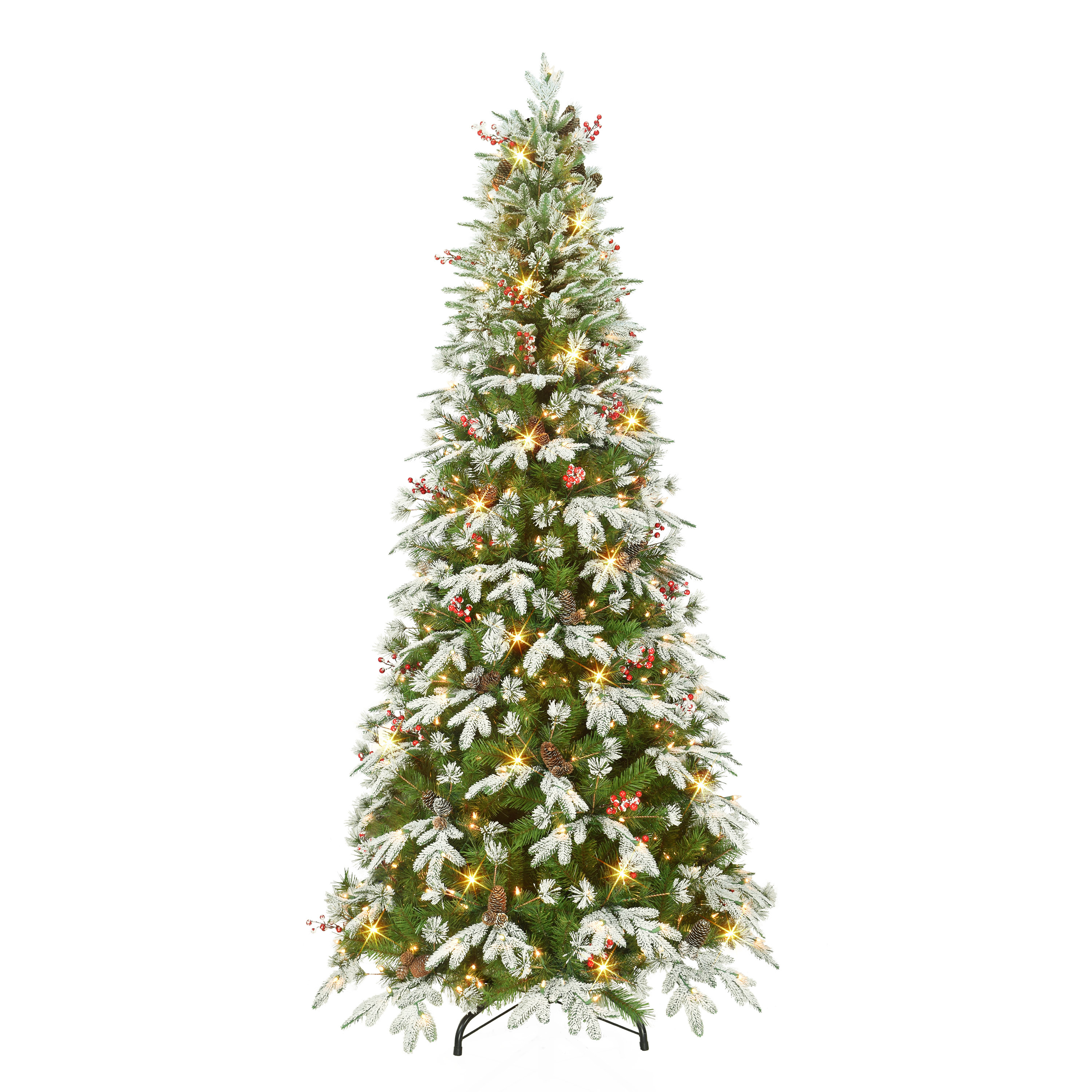 The Holiday Aisle® 7' 5'' H Slender Green Pine Christmas Tree with 450 ...