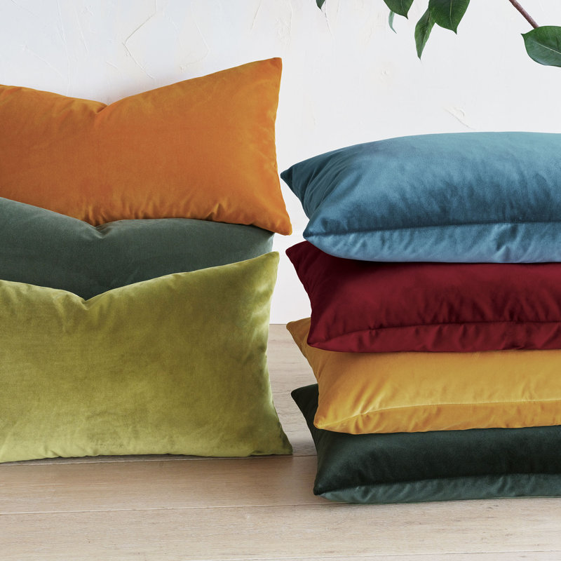 Uma Velvet Lumbar Pillow Cover & Insert, Orange