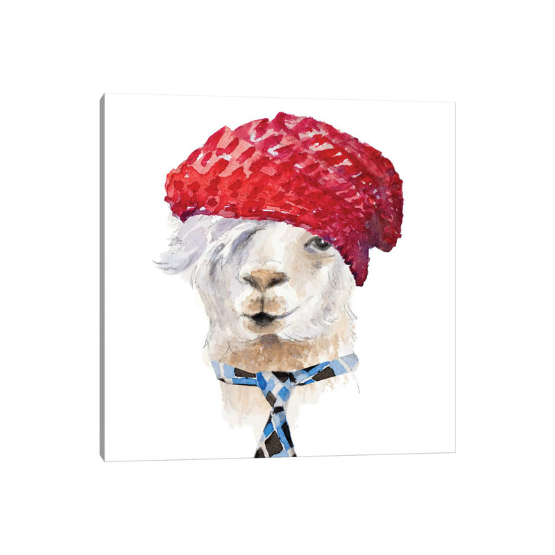 Fashion Llama par Lanie Loreth - reproduction d'art, Aucun mat, H 18 po x l 18 po x 1,5 po, Toile tendue