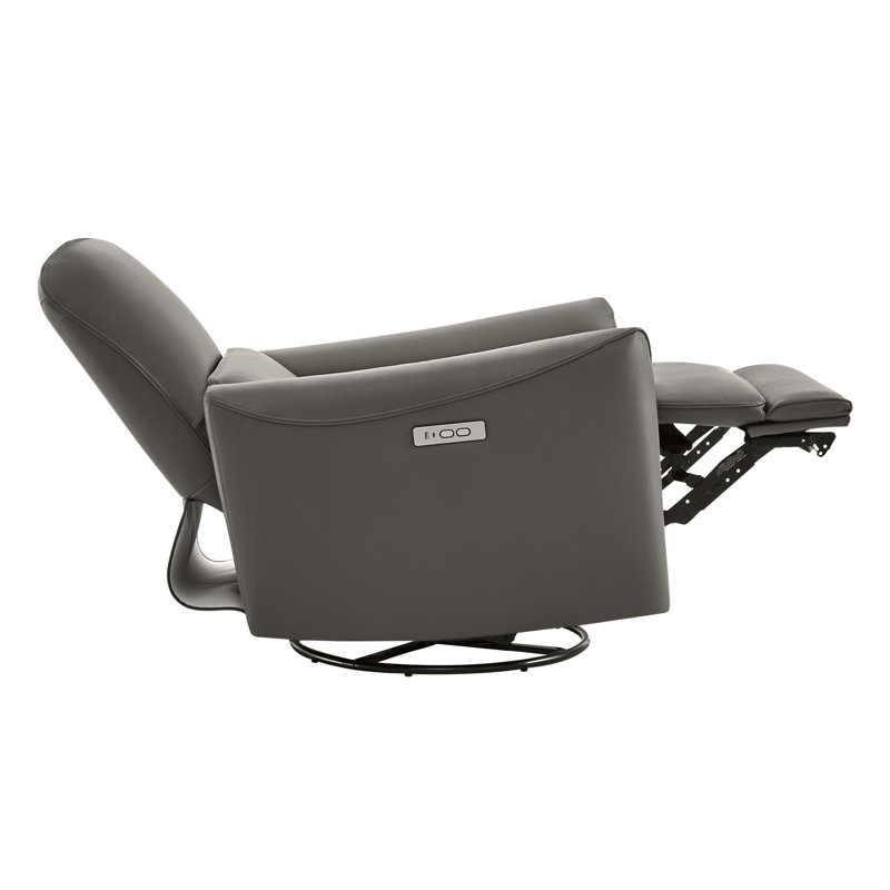 Mikkel Faux Leather Power Reclining Home Theater Seat, Charcoal Faux Leather