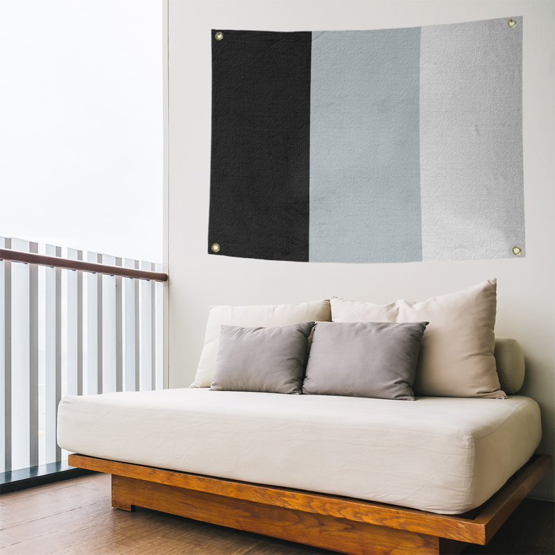 Tapisserie de polyester Baltimore, Chicago, H 26 po x l 36 po x P 1 po, Noir/argent/blanc