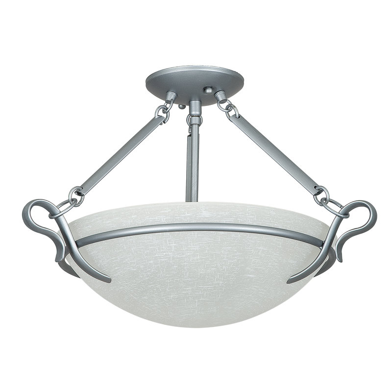 Westover Glass Semi Flush Mount, Satin Nickel
