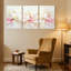 Plantes et fleurs, pivoines blanches, ensemble de 3 reproductions d'art sur toile-1162701729