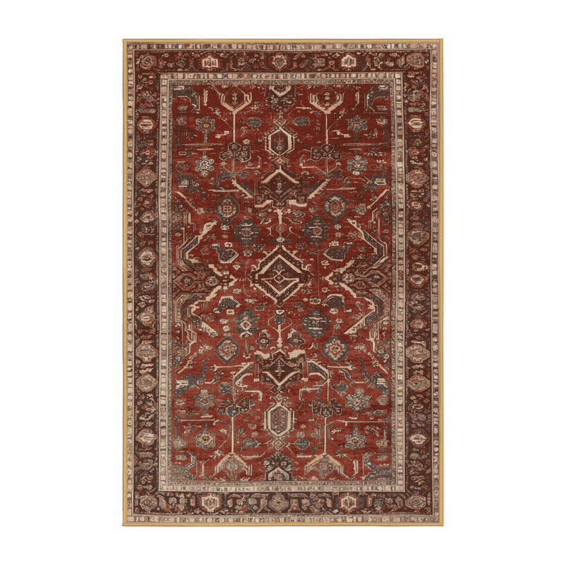 Tapis brun lavable à la machine, Rectangle 5 pi x 7 pi
