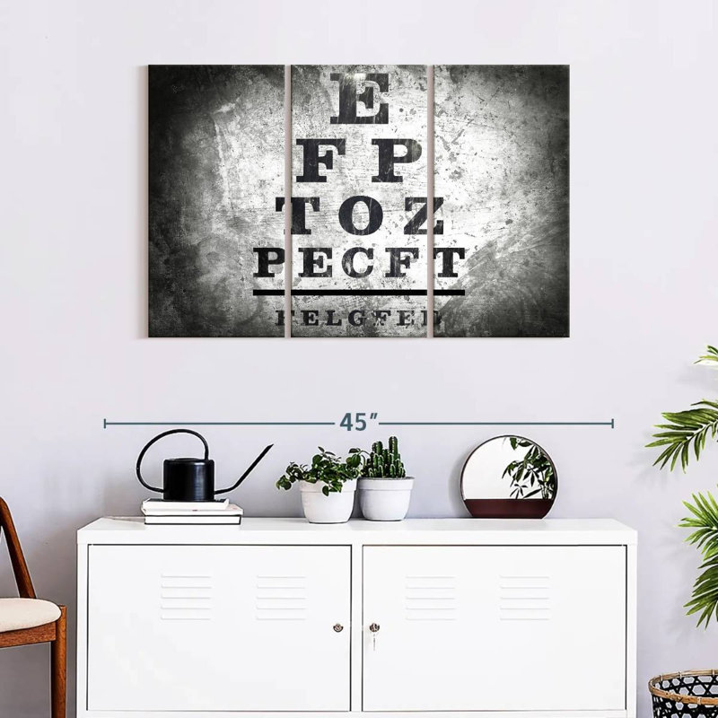 Optometry " Optometry Test " by NoirFontistry 3 - Pieces, 23" H x 14" W x 1" D