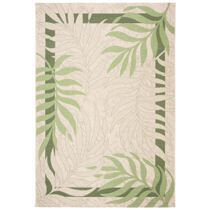 Allick Cream/Green Indoor/Outdoor Rug, Rectangle 201 x 290 cm