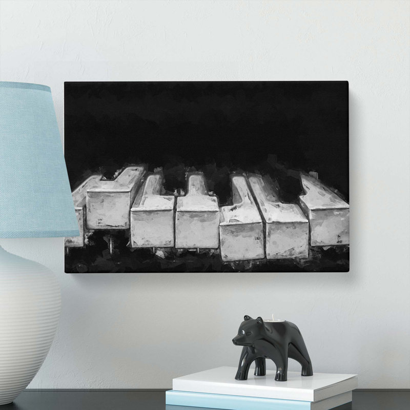 Broken Piano Keys In Abstract - Wrapped Canvas Print, 60cm H x 91cm W x 3cm D