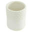 Ensemble de pots décoratifs en céramique blanche texturée avec couvercles en bois et décorations perlées