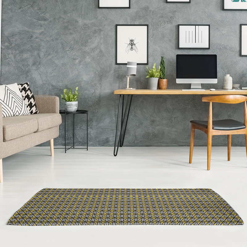 Tapis de diamants de la zone jaune lignée en losanges classic, Rectangle 4 pi x 6 pi