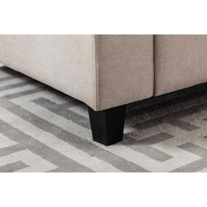 Canapé modulaire double 6 pièces en lin beige avec pieds et coussins de rangement interchangeables
