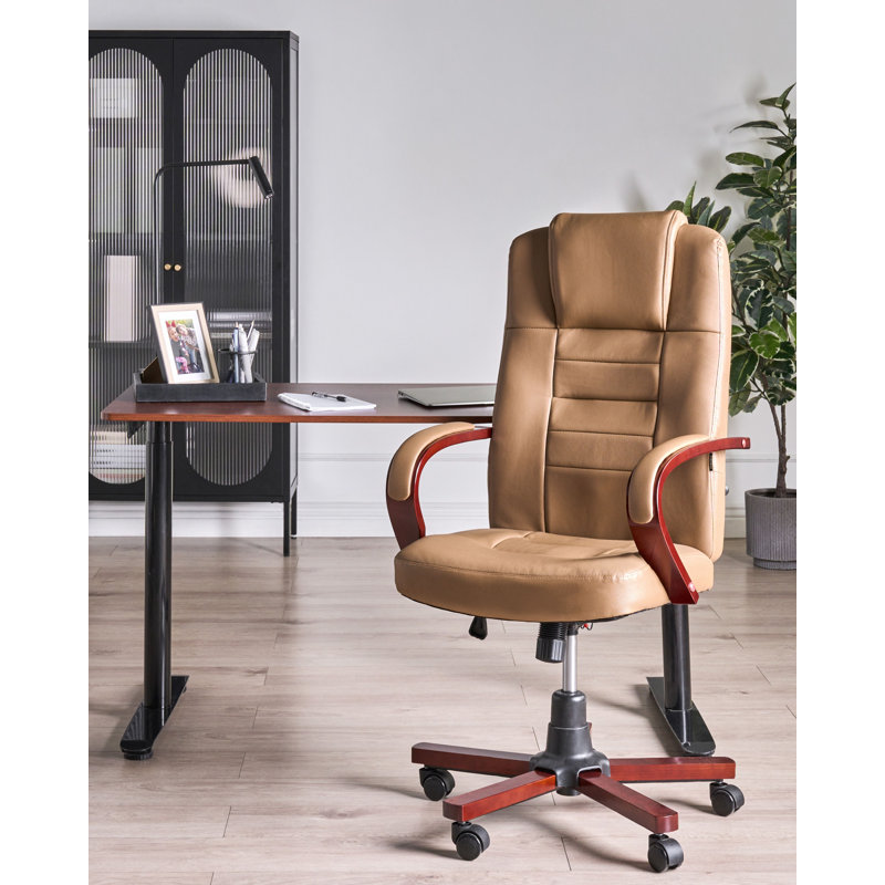 Office Chair with Headrest, Light Brown
