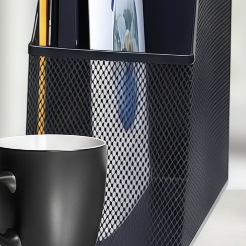 Très grand classeur en acier et porte-revues en maille noire, version de luxe, 1 unité, convient pour l'organisation de bureau / espace.