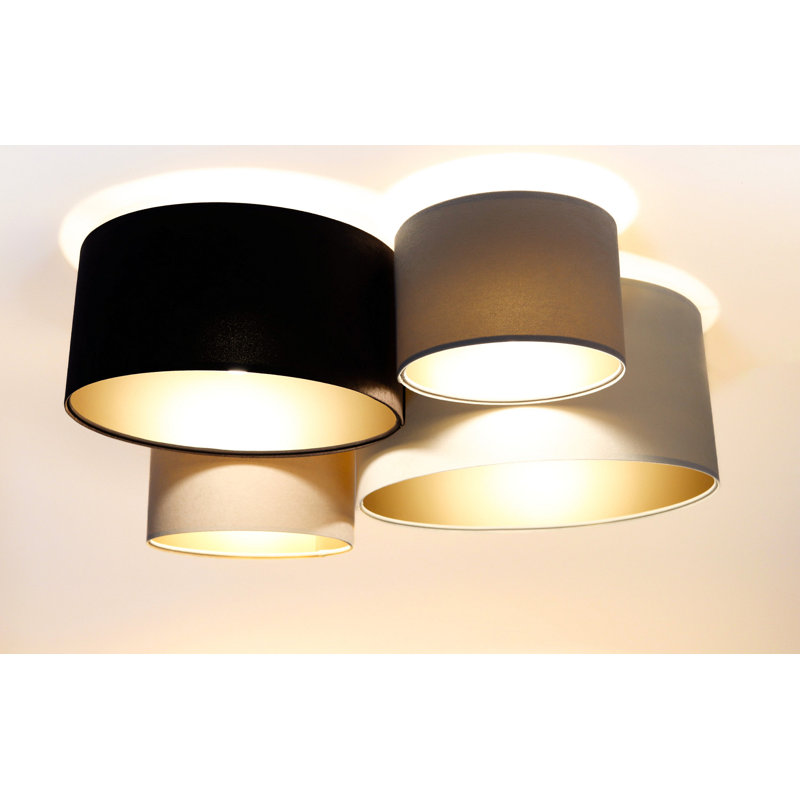Antoniyo 4 - Light Geometric Chandelier, Black/White/Gold