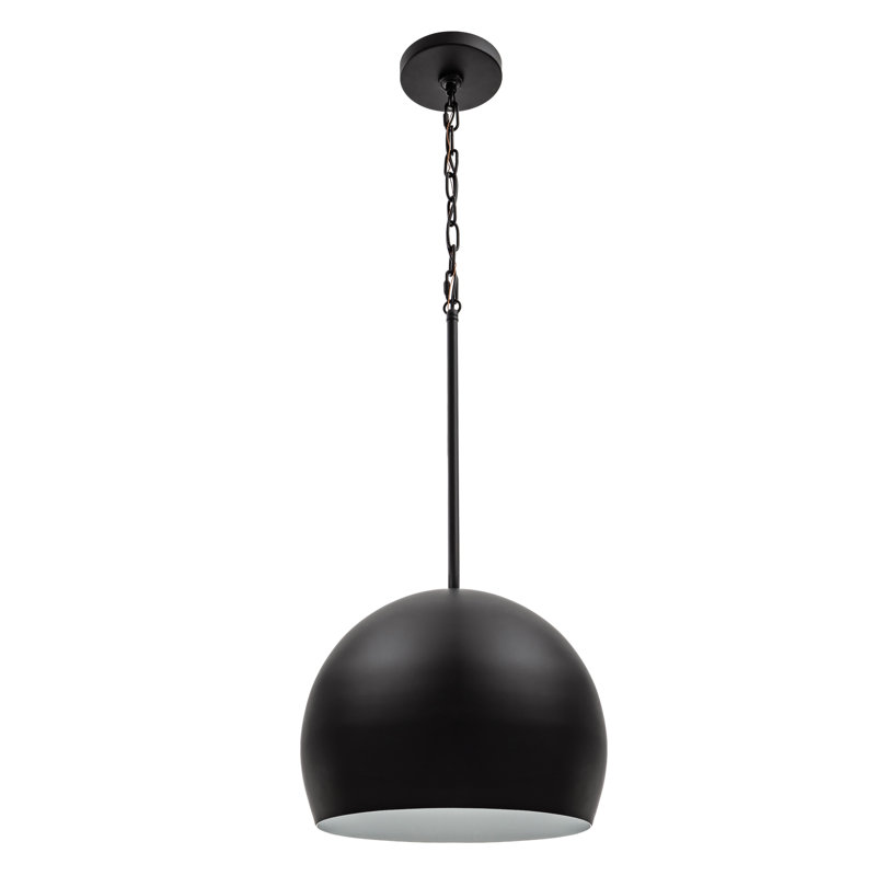 Luminaire suspendu en dôme à 1 lumière Tivoli, Noir mat, Noir