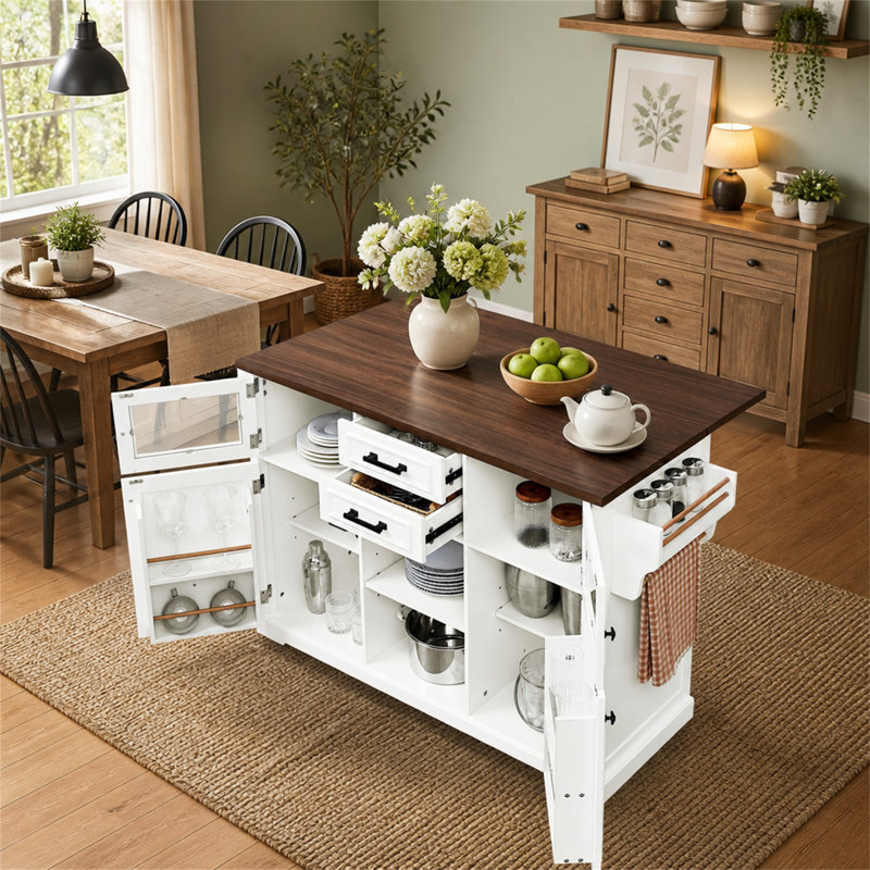 47.2 " W Kitchen Cart, White