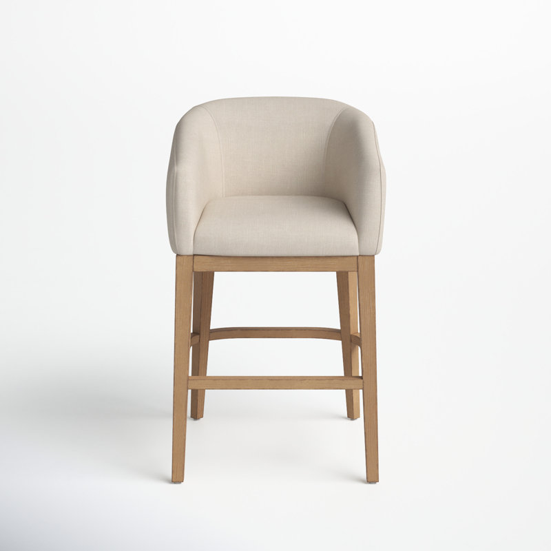 Bridgewater Upholstered Barrel Counter Stool, Natural Frame 