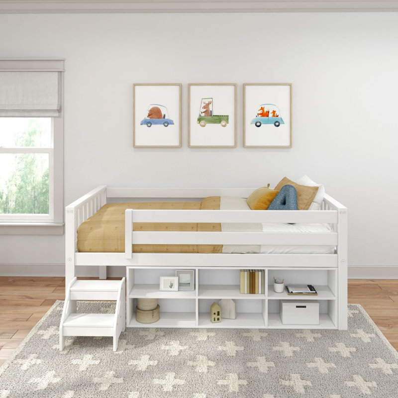 Loft très bas avec bibliothèque Soren, Blanc