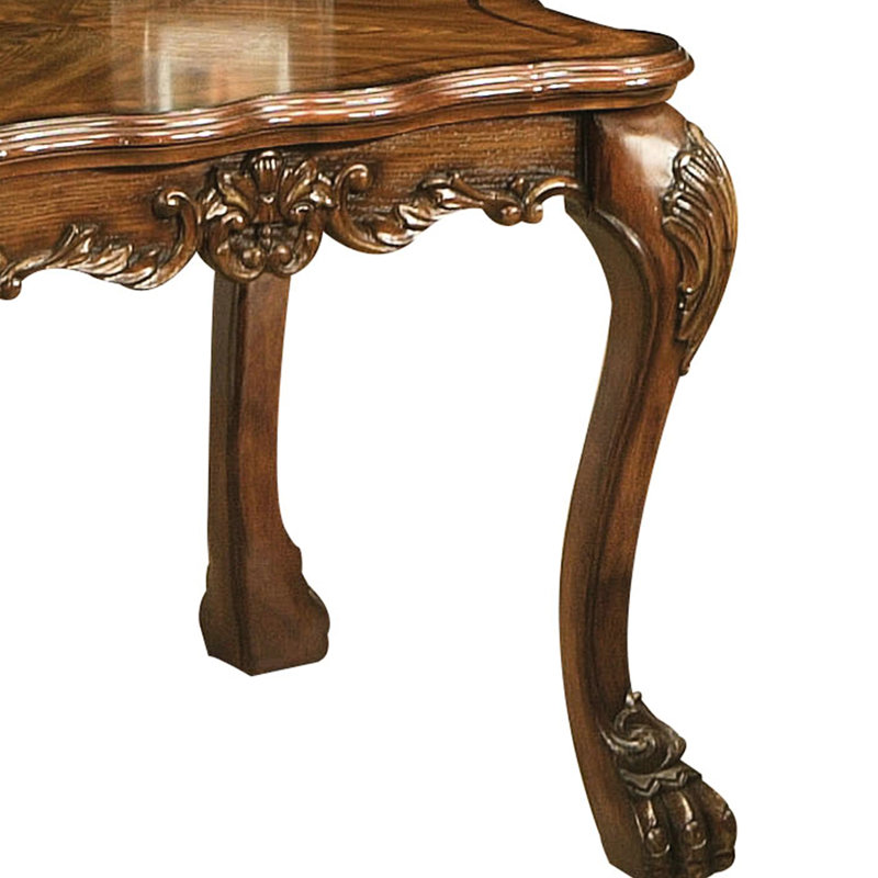 Table de bout en chêne cerisier avec pattes surdimensionnées, structure en bois massif, élégance rétro, esthétique classique pour le bois, charme, espace de vie
