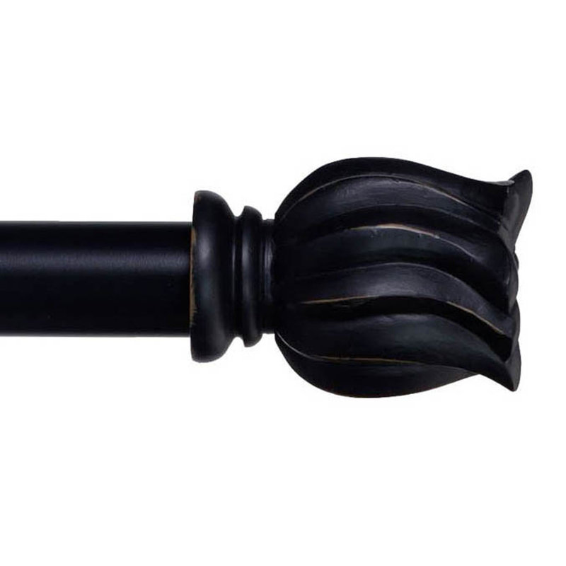 Tringle à rideaux simple Neriah 1,125 po, Noir, H 3,5 po x l 48 po x P 5,25 po