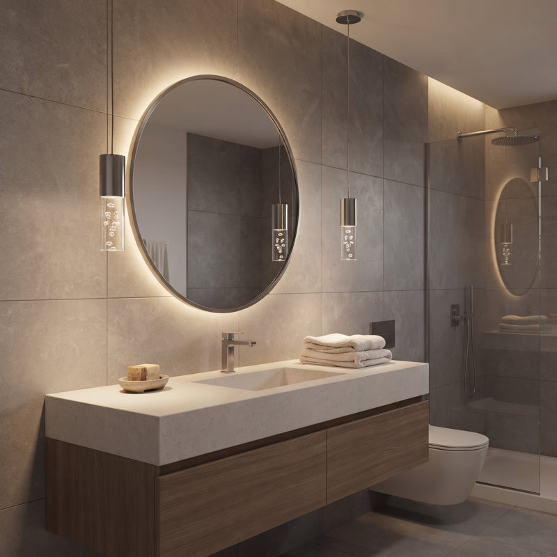Luminaire suspendu cylindrique à 1 lumière DEL avec accents de cristal Andromedae, Nickel