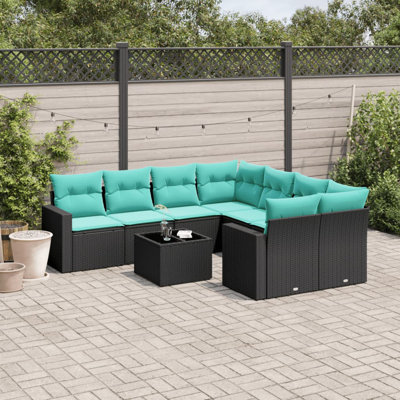 Ensemble de canapé de patio 9 pièces avec coussins en rotin de polyester